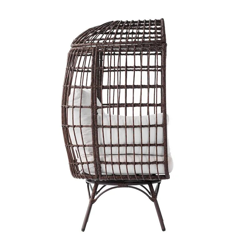 Commercial Indoor/Outdoor Wicker Swivel Lounge Chair with 4 Cushions