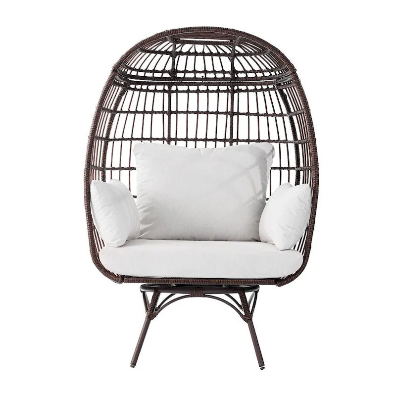 Commercial Indoor/Outdoor Wicker Swivel Lounge Chair with 4 Cushions