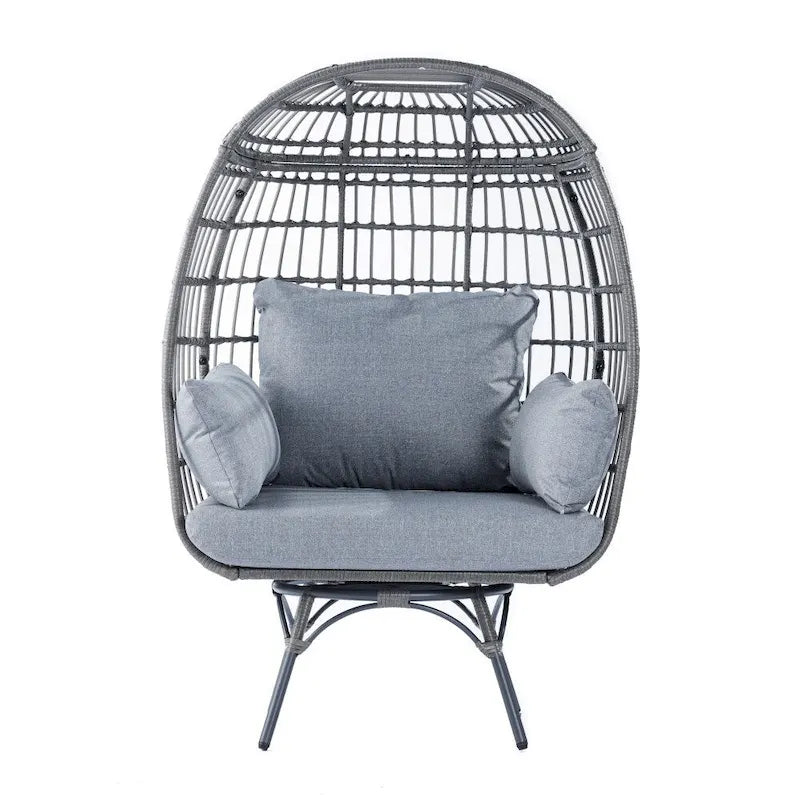 Commercial Indoor/Outdoor Wicker Swivel Lounge Chair with 4 Cushions