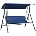 3-Person Porch Swing Bench with Stand & Adjustable Canopy, Armrests