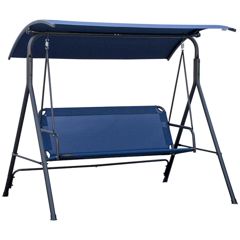3-Person Porch Swing Bench with Stand & Adjustable Canopy, Armrests