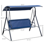 3-Person Porch Swing Bench with Stand & Adjustable Canopy, Armrests