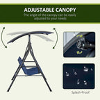 3-Person Porch Swing Bench with Stand & Adjustable Canopy, Armrests