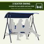 3-Person Porch Swing Bench with Stand & Adjustable Canopy, Armrests