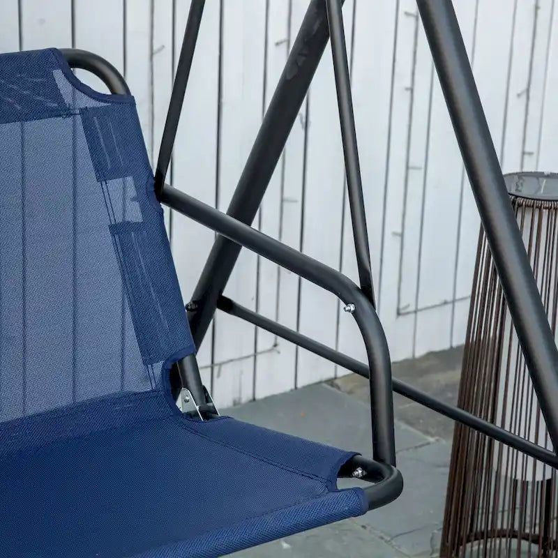3-Person Porch Swing Bench with Stand & Adjustable Canopy, Armrests