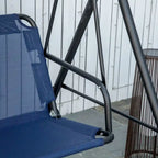 3-Person Porch Swing Bench with Stand & Adjustable Canopy, Armrests