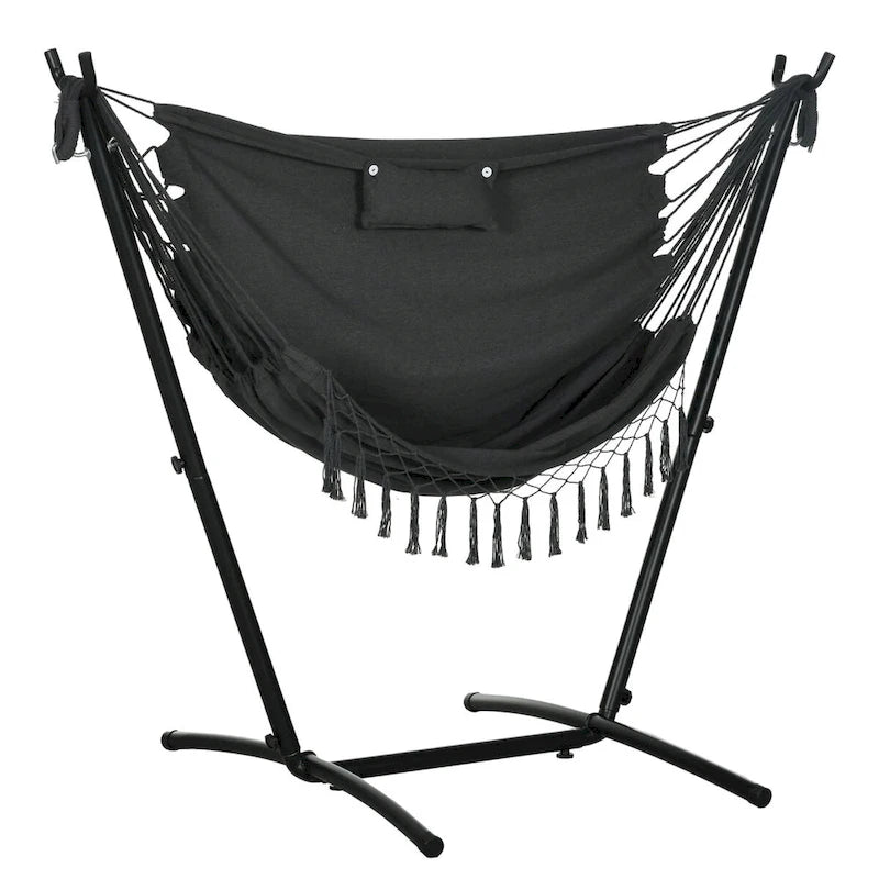 Outdoor Hammock Swing Hanging Lounge Chair w/ Side Pocket and Headrest