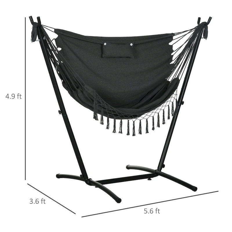 Outdoor Hammock Swing Hanging Lounge Chair w/ Side Pocket and Headrest
