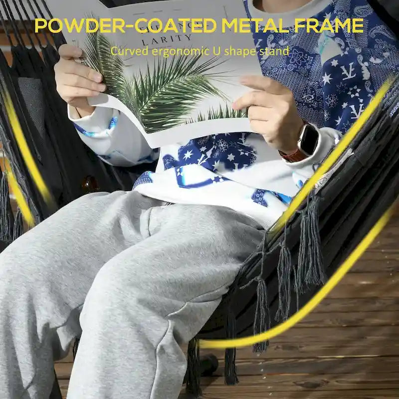 Outdoor Hammock Swing Hanging Lounge Chair w/ Side Pocket and Headrest