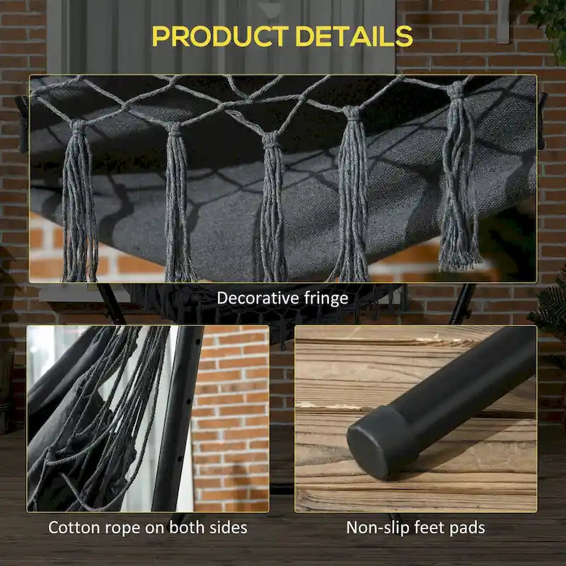 Outdoor Hammock Swing Hanging Lounge Chair w/ Side Pocket and Headrest