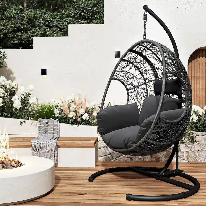 Outdoor Indoor PE wicker Swing Egg Chair