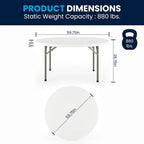 5-Foot Round Plastic Folding Event Table w/ 2 Thick Surface
