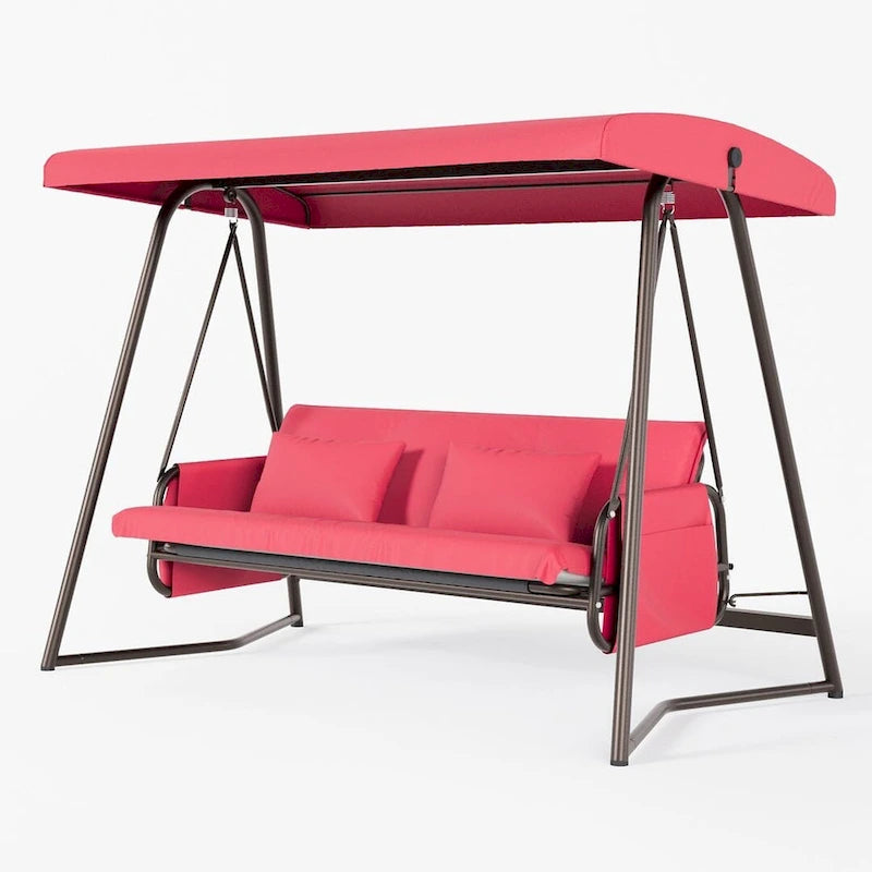 Outdoor Adjustable Metal Swing Chair Swing Bed Hanging Glider Porch Bench for Garden
