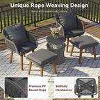 5 Pieces Patio Conversation Set with Cool Bar Table and Ottomans
