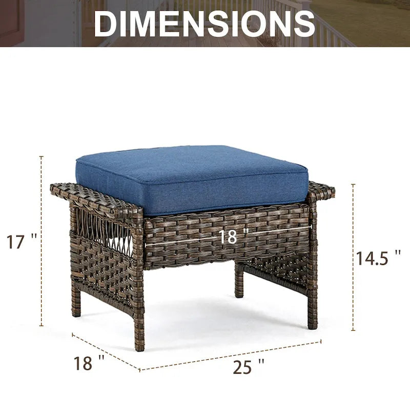 Gymojoy 5-Piece Wicker Outdoor Patio Sofa Chairs And Ottoman - Brown