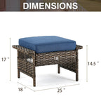 Gymojoy 5-Piece Wicker Outdoor Patio Sofa Chairs And Ottoman - Brown