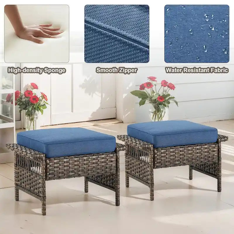 Gymojoy 5-Piece Wicker Outdoor Patio Sofa Chairs And Ottoman - Brown
