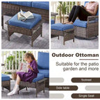 Gymojoy 5-Piece Wicker Outdoor Patio Sofa Chairs And Ottoman - Brown