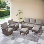 Gymojoy 5-Piece Wicker Outdoor Patio Sofa Chairs And Ottoman - Brown