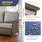 Gymojoy 5-Piece Wicker Outdoor Patio Sofa Chairs And Ottoman - Brown