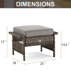Gymojoy 5-Piece Wicker Outdoor Patio Sofa Chairs And Ottoman - Brown