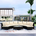 5 Pieces All-Weather Brown PE Rattan Wicker Sofa Set Outdoor Patio Sectional Furniture Set