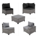 6-Piece Patio Free Combination Wicker Conversation Set With Double Set Cushions Cover
