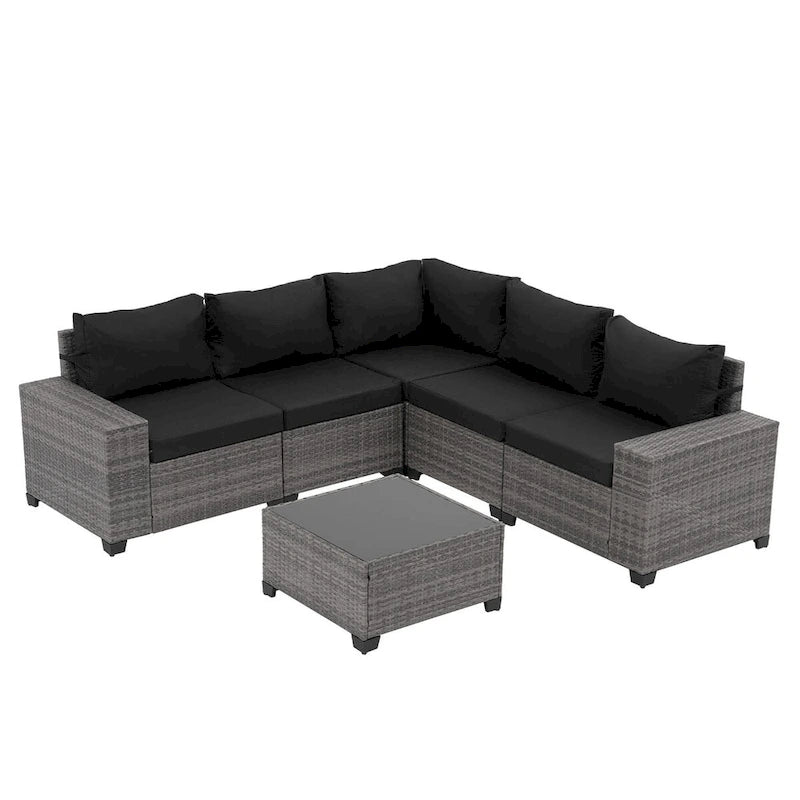 6-Piece Patio Free Combination Wicker Conversation Set With Double Set Cushions Cover