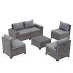 6-Piece Patio Free Combination Wicker Conversation Set With Double Set Cushions Cover
