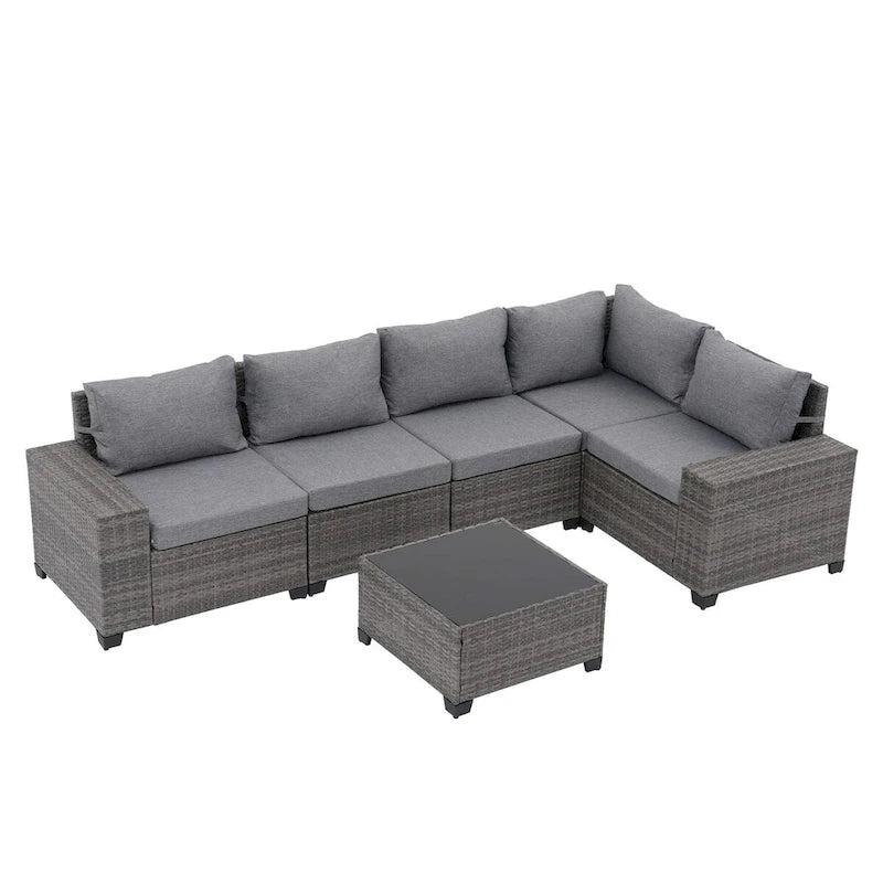 6-Piece Patio Free Combination Wicker Conversation Set With Double Set Cushions Cover