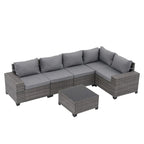 6-Piece Patio Free Combination Wicker Conversation Set With Double Set Cushions Cover