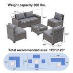 6-Piece Patio Free Combination Wicker Conversation Set With Double Set Cushions Cover
