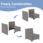6-Piece Patio Free Combination Wicker Conversation Set With Double Set Cushions Cover