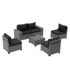 6-Piece Patio Free Combination Wicker Conversation Set With Double Set Cushions Cover