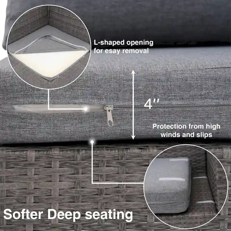 6-Piece Patio Free Combination Wicker Conversation Set With Double Set Cushions Cover