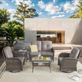 All Weather Patio Sofa with Rocking Chairs - Brown