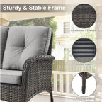 All Weather Patio Sofa with Rocking Chairs - Brown