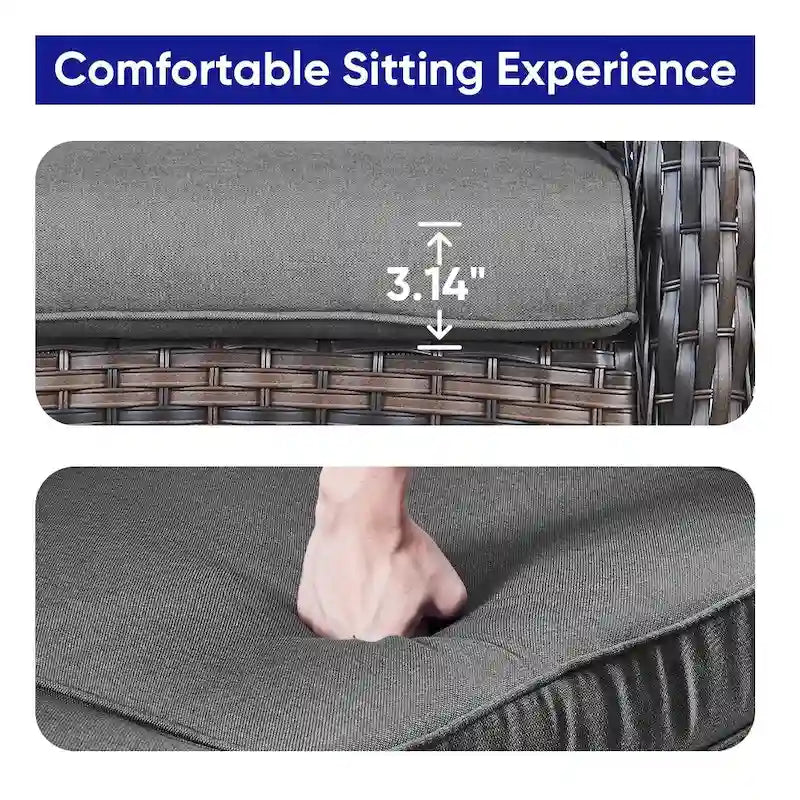 All Weather Patio Sofa with Rocking Chairs - Brown