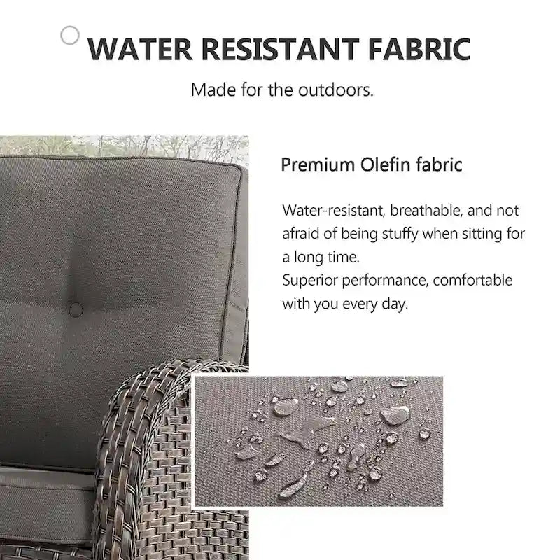All Weather Patio Sofa with Rocking Chairs - Brown