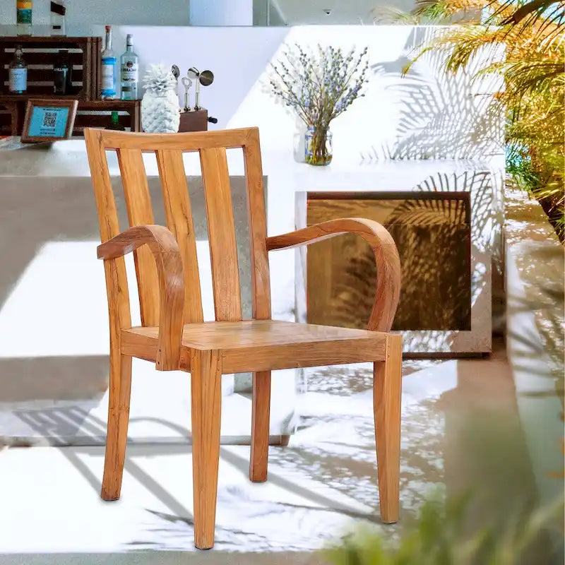 Chic Teak Boston Teak Wood Indoor/ Outdoor Patio Dining Arm Chair