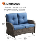 Outdoor Glider Patio Loveseat Sofa With Chair Table - Brown