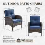Outdoor Glider Patio Loveseat Sofa With Chair Table - Brown