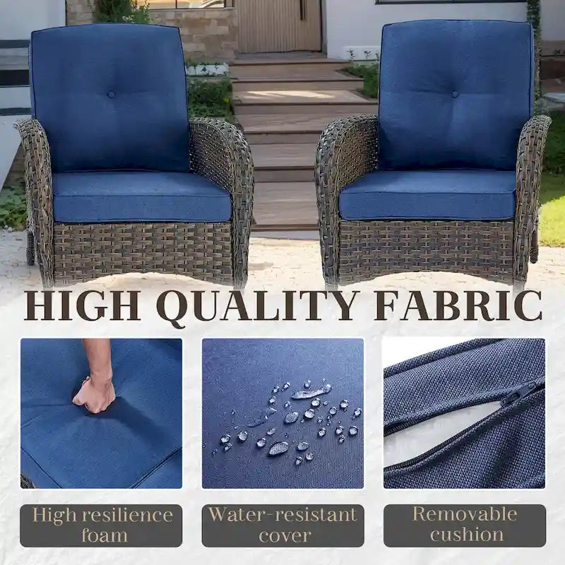 Outdoor Glider Patio Loveseat Sofa With Chair Table - Brown