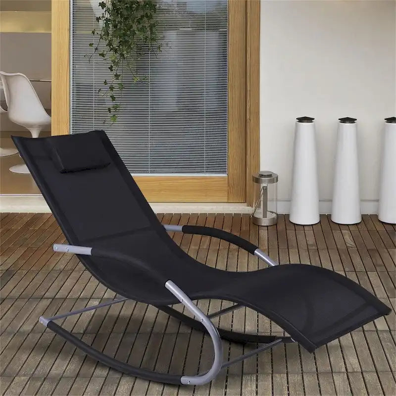 Outdoor Gravity Fabric Rocking Chair with Detachable Pillow