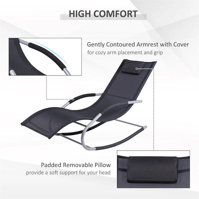 Outdoor Gravity Fabric Rocking Chair with Detachable Pillow
