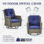 Gymojoy Outdoor High Back Chair Patio Furniture Sofa Set - Grey