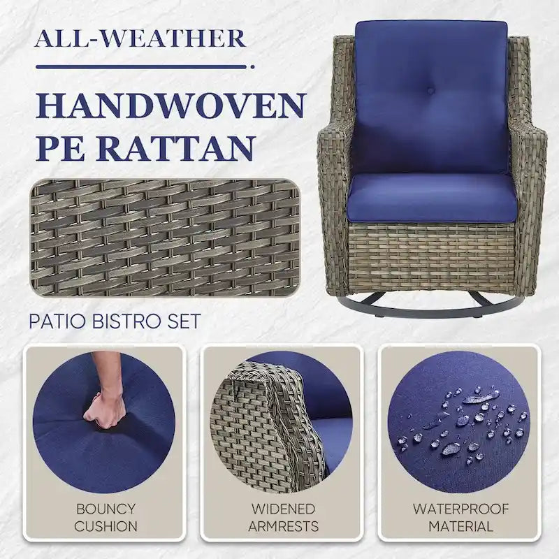 Gymojoy Outdoor High Back Chair Patio Furniture Sofa Set - Grey