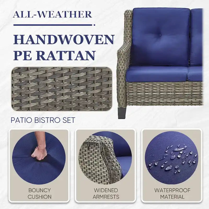 Gymojoy Outdoor High Back Chair Patio Furniture Sofa Set - Grey