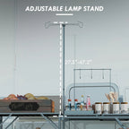 Outsunny Folding Camp Kitchen Table, Portable Camping Cooking Station with Adjustable Lantern Holder, Hanging Hooks