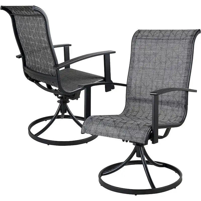 Patio Dining Metal Outdoor Rocking Chair for Lawn Garden Backyard Deck, Black & Grey Plaid(2 Pack) - N/A